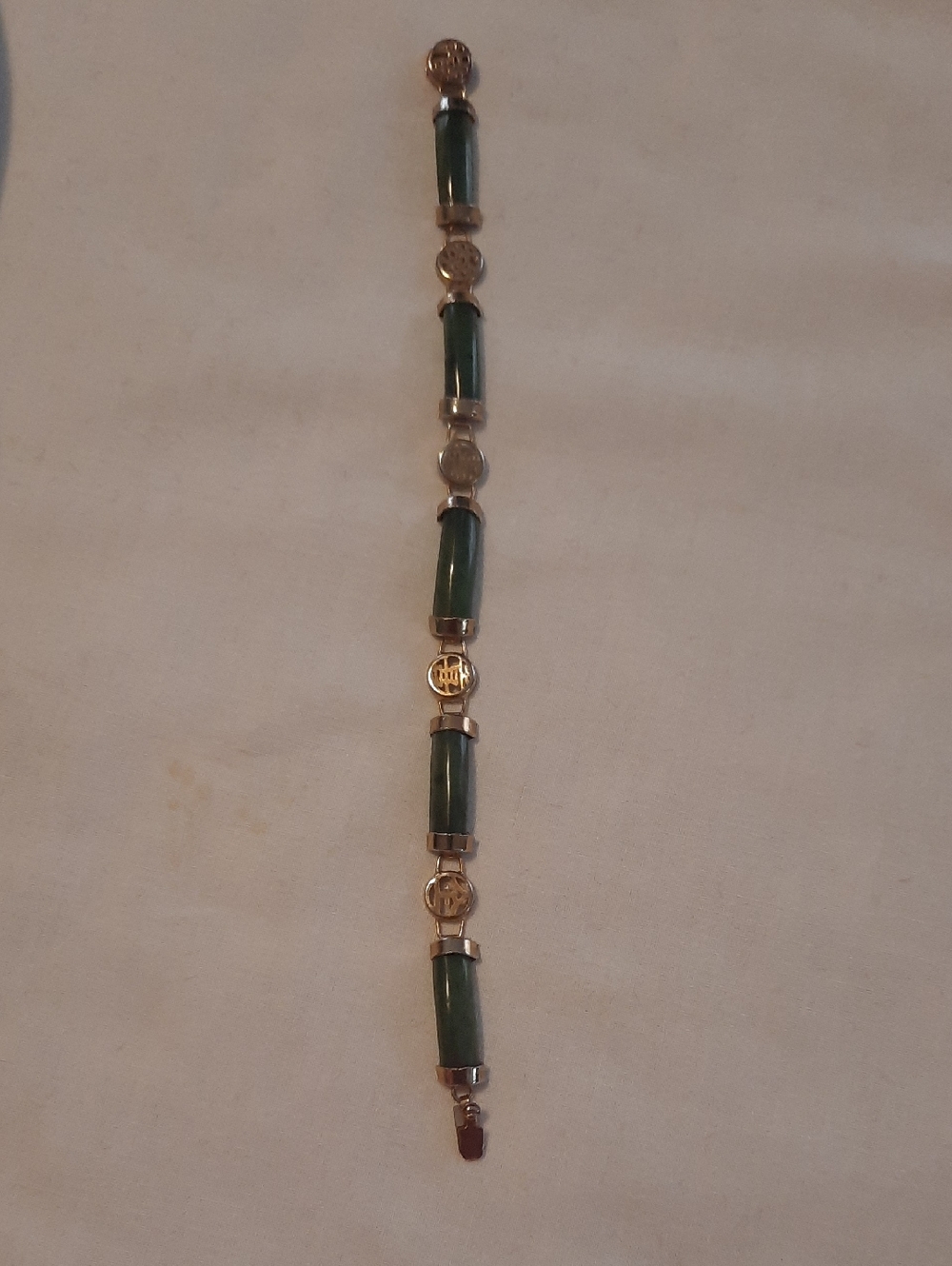 Green Stone and Gold-Tone Women's Bracelet